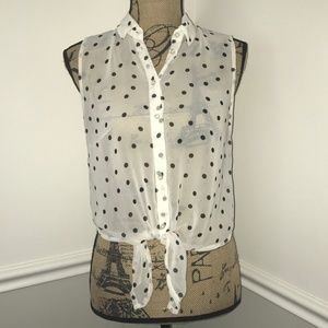Garage black and white polka dot crop top